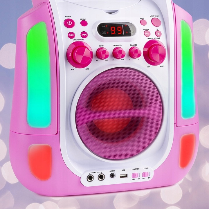 Zestaw KARAOKE głośnik bluetooth CD+G/2 mikrofony