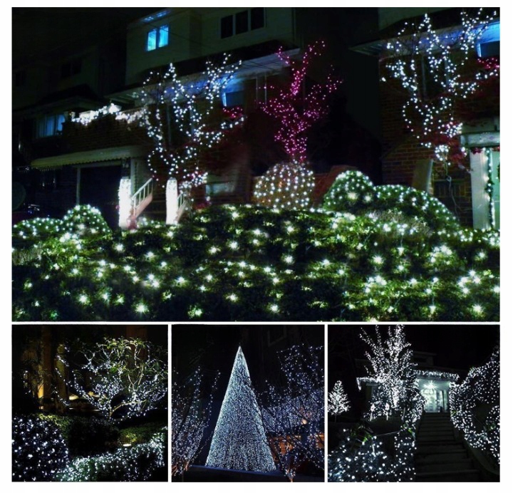 LAMPKI CHOINKOWE 500 LED ZEWNĘTRZNE STAŁE + FLASH BIAŁE GRUBY KABEL KURTYNA