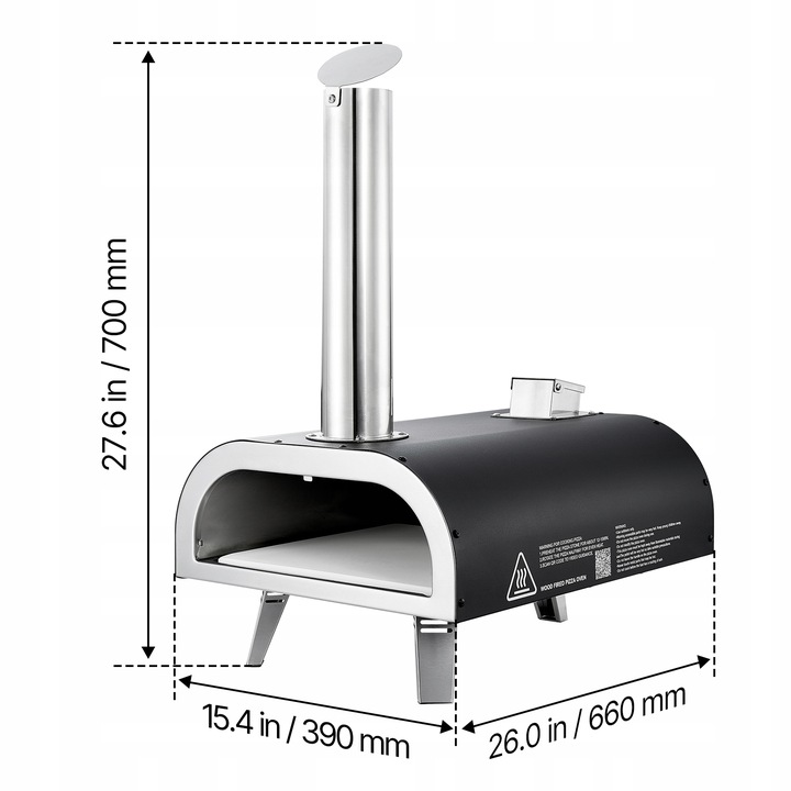VEVOR Zewnętrzny Piec Pizzy 12" Przenośny Piec Do Pizzy Opalany Drewnem