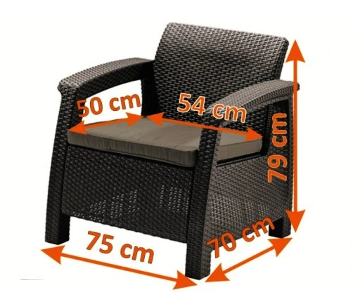 MEBLE OGRODOWE CORFU DUO BALKON TECHNORATTAN GRAFI