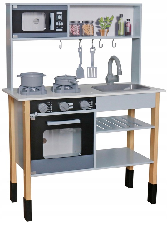 KUCHNIA DREWNIANA KUCHENKA DLA DZIECI AKCESORIA DŹWIĘK ŚWIECĄCE PALNIKI