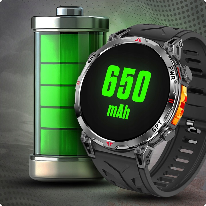 SMARTWATCH MĘSKI ZEGAREK CHAT GPT GPS ROZMOWY SPORT 650mAh 2 paski MENU POL