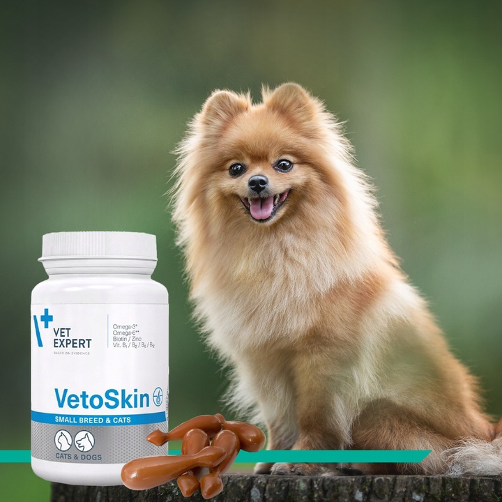 Suplement dla psów małych ras i kotów na sierść VET EXPERT VetoSkin 60 kaps