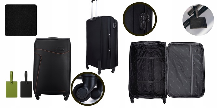 Walizka ŚREDNIA na kółkach podróżna MATERIAŁOWA miękka pojemna GRATIS KOLOR