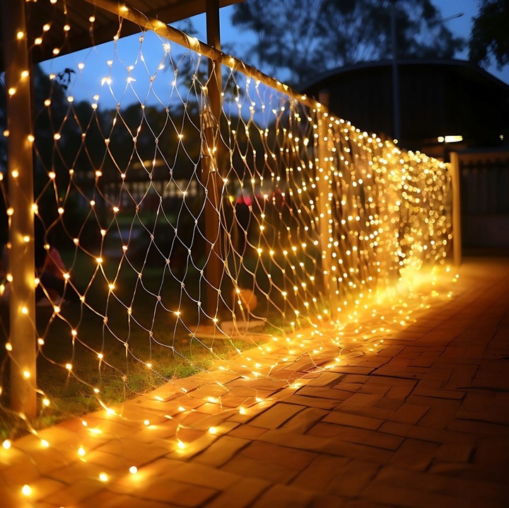 SIATKA LED 3 m x 2 m BIAŁA CIEPŁA na TARAS KRZEWY BALKON Oświetlenie Święta