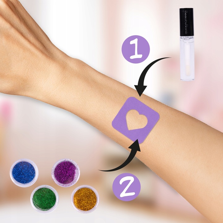 ZESTAW DO ROBIENIA TATUAŻY DUŻY BROKATOWE TATUAŻE ZMYWALNE SZABLONY DIY