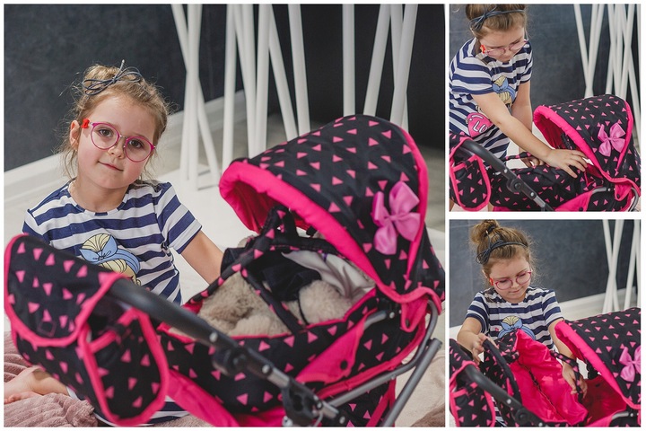 WÓZEK DLA LALEK GŁĘBOKI SPACERÓWKA GONDOLA 3w1 KINDERPLAY TORBA POŚCIEL