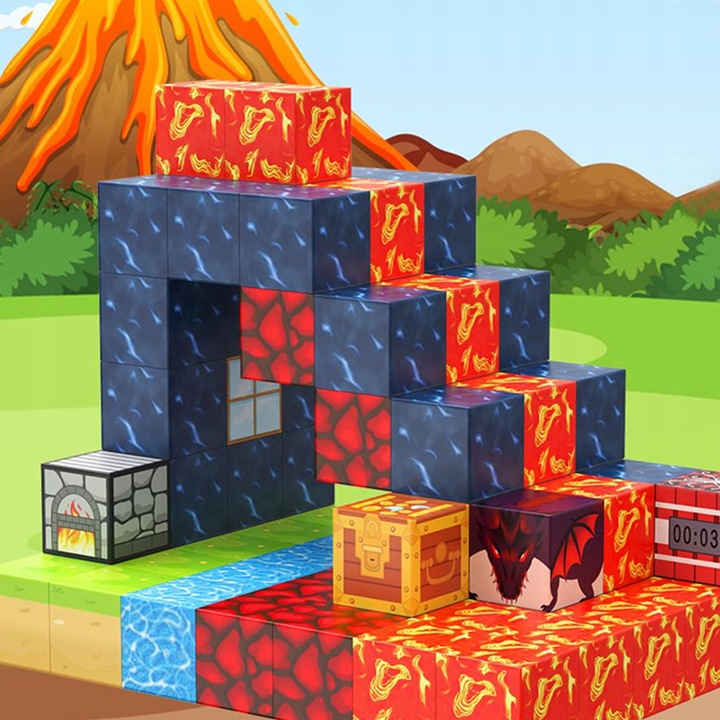 KLOCKI MAGNETYCZNE MINECRAFT BLOKI KLOCKI PIXELE SZEŚCIANY 100 KLOCKÓW