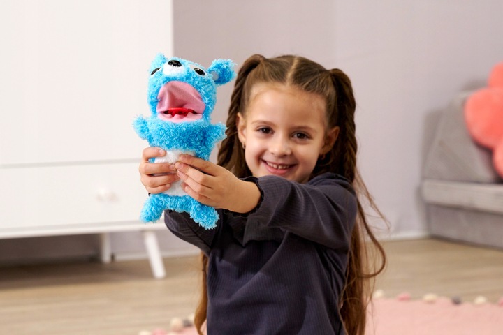 SCREAMERZ INTERAKTYWNA MASKOTKA ROZBAWIACZ NIEBIESKI MIŚ Z DŹWIĘKIEM 30 CM