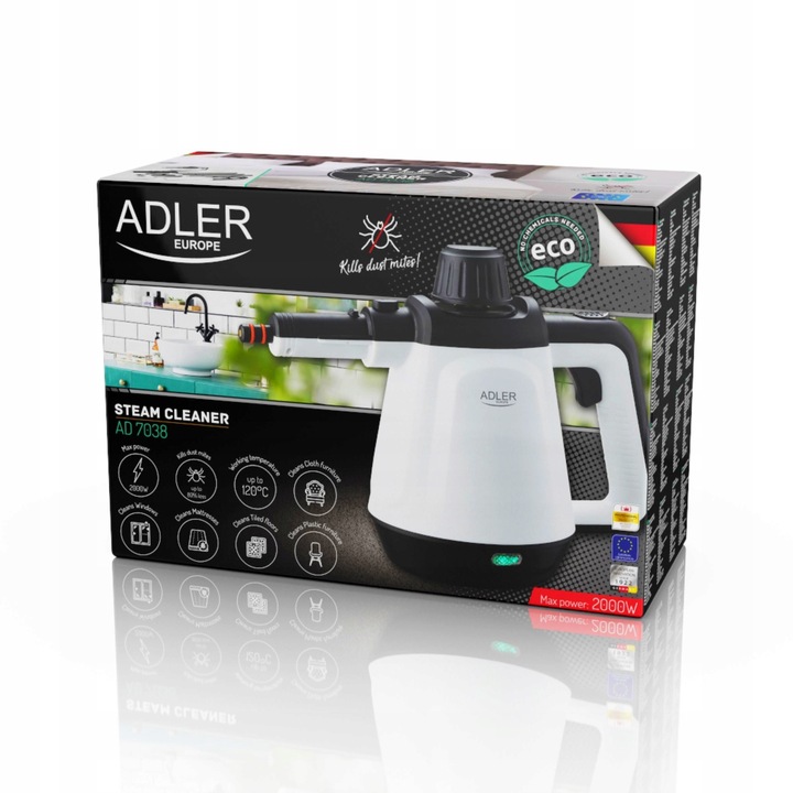 Myjka parowa Parownica Czyścik Okien Steamer 2000W 3,5 bara 13 elementów