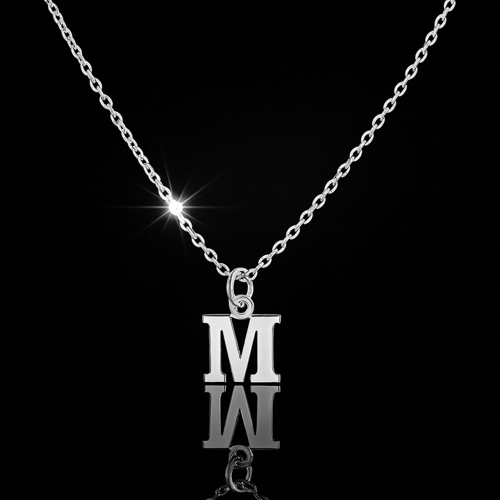 Naszyjnik srebrny z literką M 925 personalizowana biżuteria na prezent 42