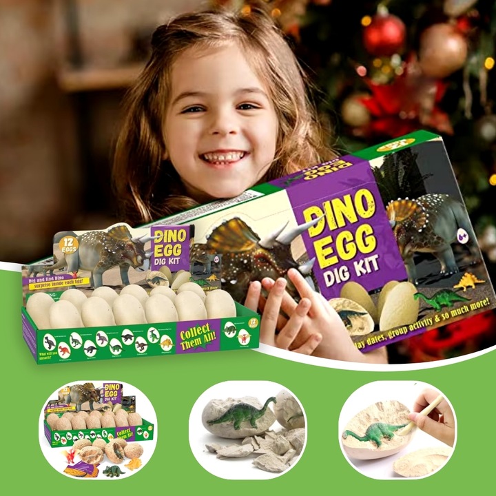 ZESTAW KOPALNIA DINOZAURÓW WYKOPALISKA ARCHEOLOG 12 DUŻYCH JAJ + KARTY