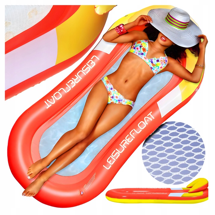 MATERAC do pływania dmuchany z siatką HAMAK LEŻAK WODNY na basen plażę wode