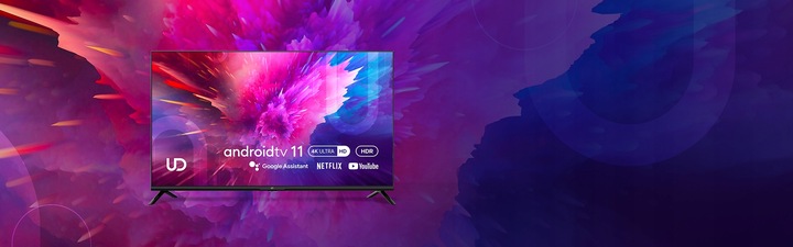 TELEWIZOR UD 24 CALE LED HD SMART GOOGLE TV DVB T T2 C2 HEVC WIFI CZARNY