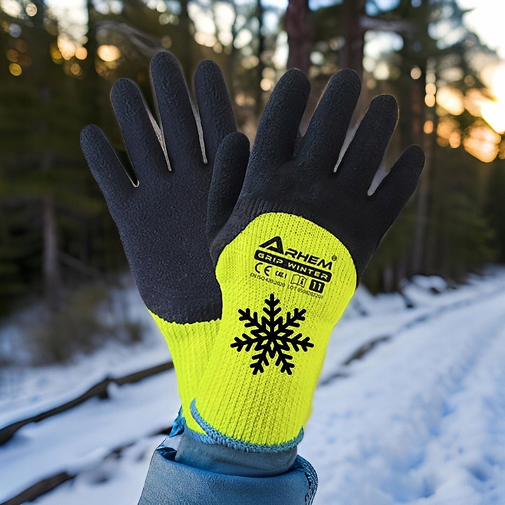 12 PAR Rękawice Robocze Ocieplane Ochronne BHP Grube Zimowe Latex Ciepłe 10