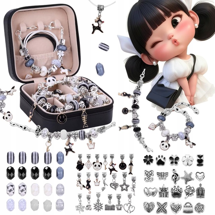 ZESTAW DO ROBIENIA BRANSOLETEK NASZYJNIKÓW PREZENT + KUFEREK FAJNY