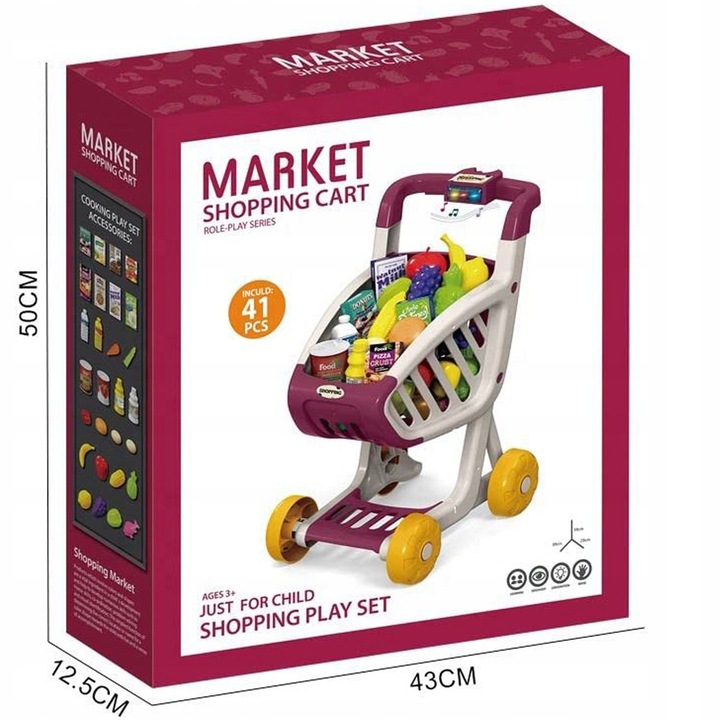Wózek Sklepowy Dla Dzieci KOSZYK Zakupowy Supermarket KASA AKCESORIA MATADI