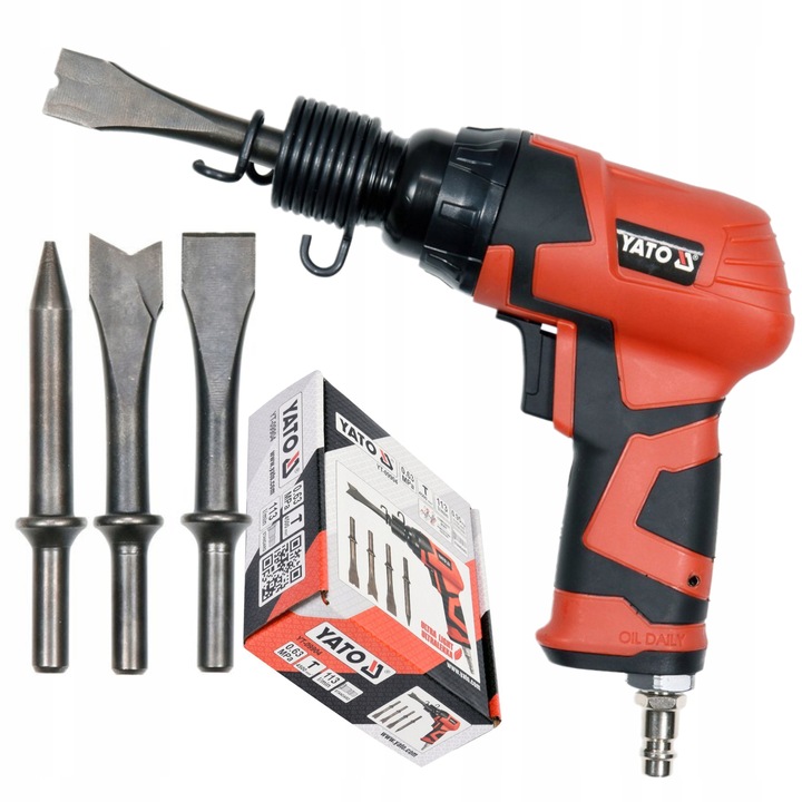 YATO MŁOTEK PNEUMATYCZNY ŚCINAK UDAROWY KOMPOZYT +4 GROTY DO RDZY PIASKARKA
