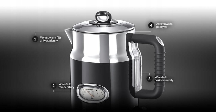 CZAJNIK RETRO ELEKTRYCZNY RUSSELL HOBBS 21671-70 Z TERMOMETREM