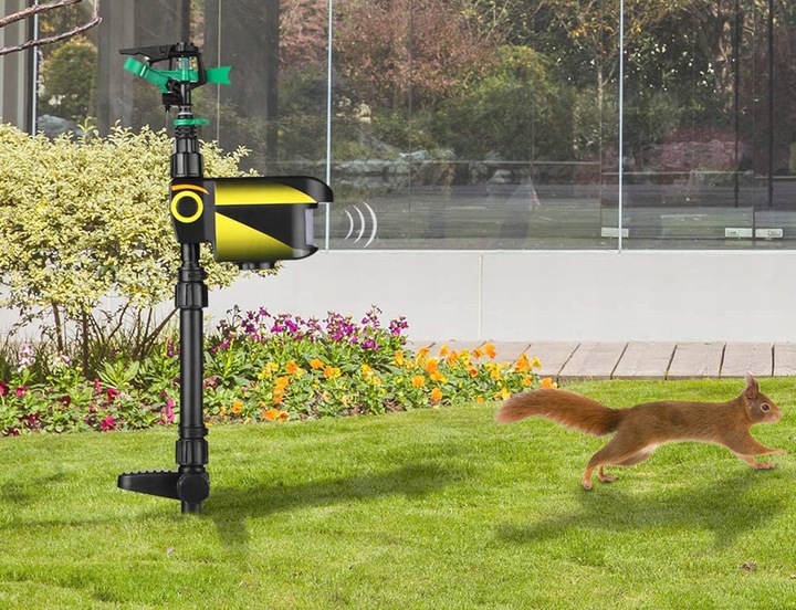 WODNY ODSTRASZACZ ZWIERZĄT KOTY PSY PTAKI KUNY Podczerwień OBRÓT 360° SOLAR