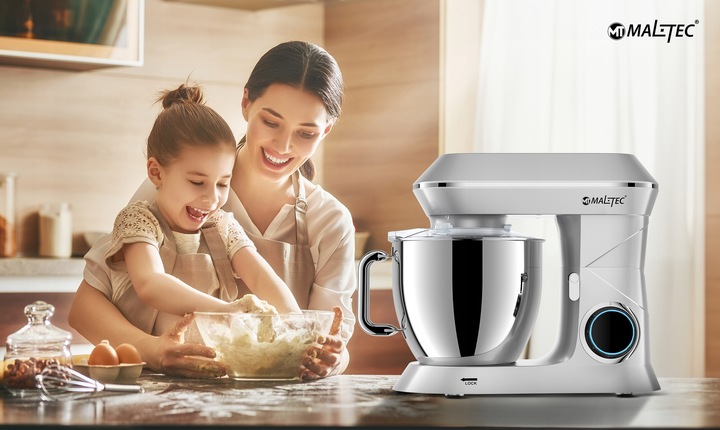 ROBOT KUCHENNY MIKSER PLANETARNY ZESTAW WIELOFUNKCYJNY SREBRNY 6,5L 2200W