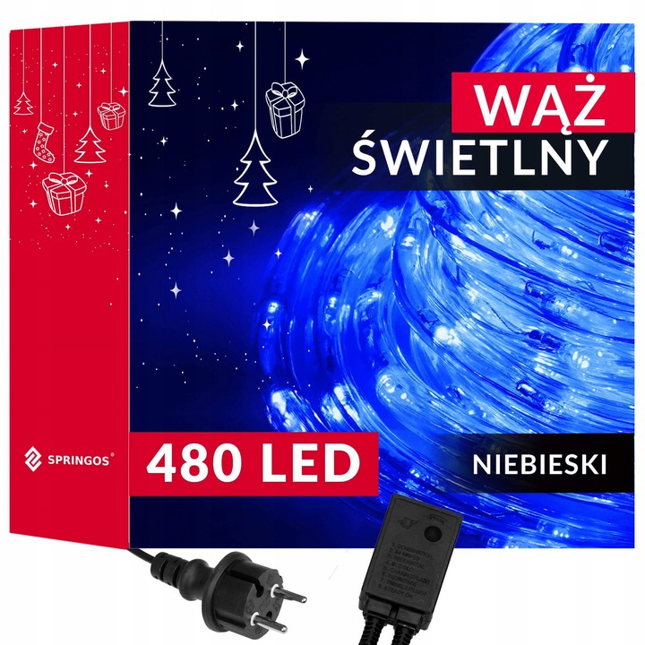 LAMPKI CHOINKOWE WĄŻ 480LED 21,5m MULTI ZEWNĘTRZNY PROGRAMATOR NIEBIESKIE