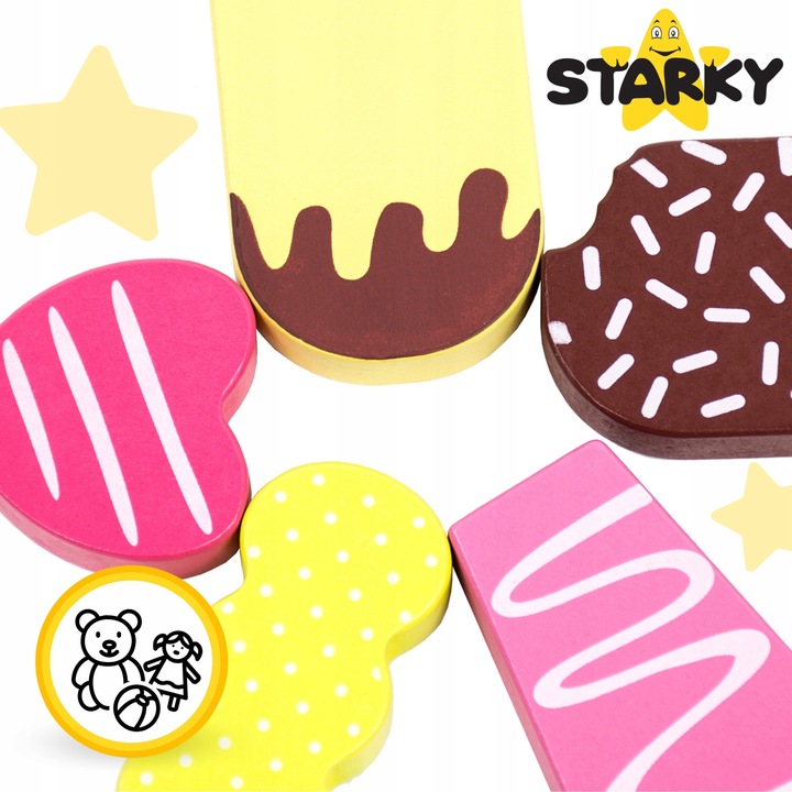 Lodziarnia drewniana dla dzieci zabawka wózek na kółkach lody gałki patyku