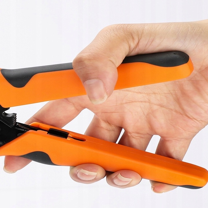 Narzędzie do zaciskania końcówek baryłkowych otwartych, zaciskarka ręczna,