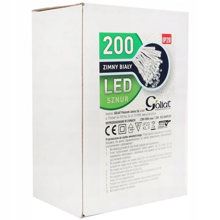 200 LED ZIMNY BIAŁY lampki wewnętrzne choinkowe świąteczne Święta dekoracja