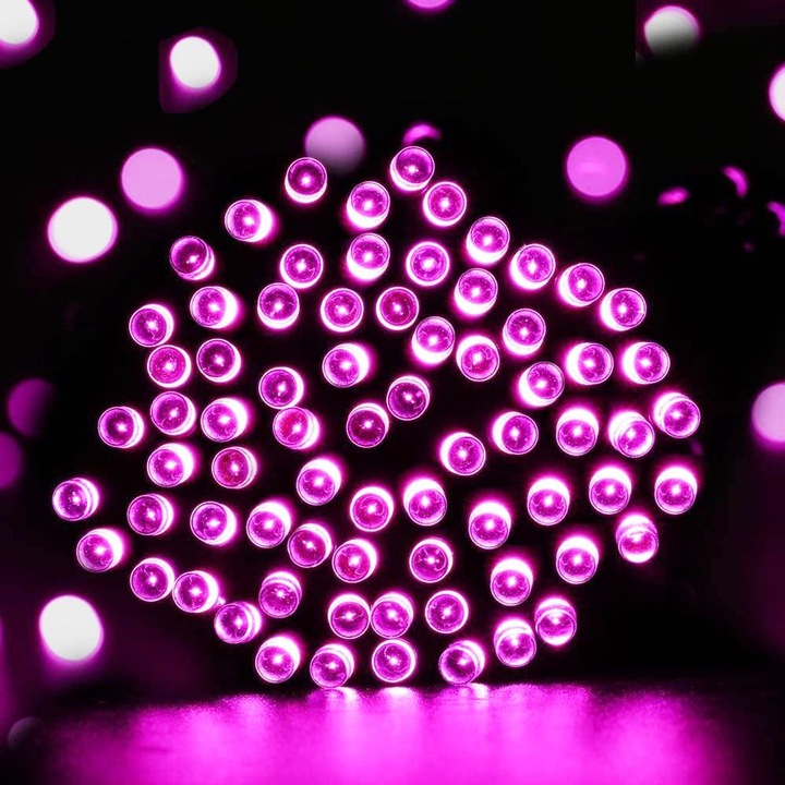 Lampki Choinkowe LED 500 Różowe 38 m IP44 Zewnętrzne Wewnętrzne 8 Trybów