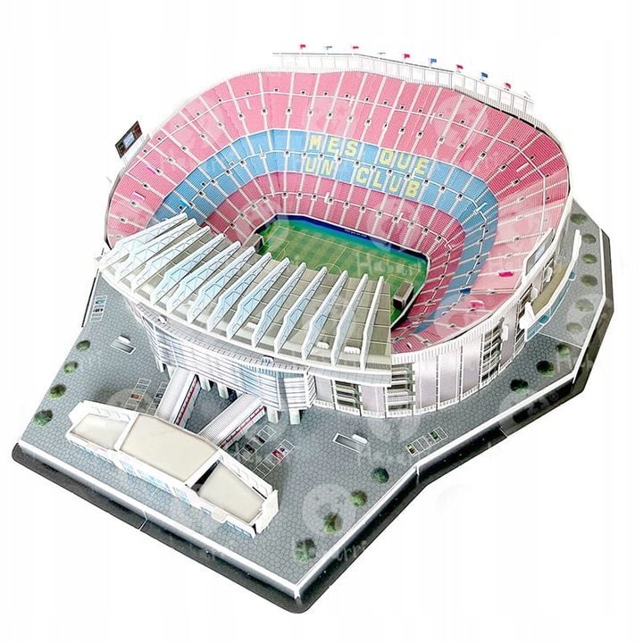 Stadion piłkarski CAMP NOU FC Barcelona Puzzle 3D 69 el + GRATIS FIGURKA