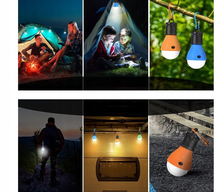 LAMPA KEMPINGOWA BIWAKOWA LED LATARKA LAMPKA DO NAMIOTU KARABIŃCZYK 5 SZT