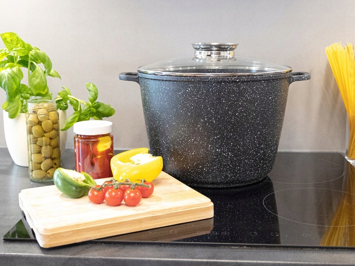 ZESTAW GARNKÓW MARMUROWYCH INDUKCJA GAZ GARNKI KOMPLET PATELNIA 17 EL.