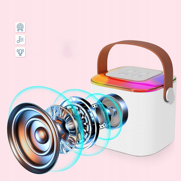 PRZENOŚNY MIKROFON BEZPRZEWODOWY KARAOKE BLUETOOTH DO IMPREZĘ + 2 MIKROFON