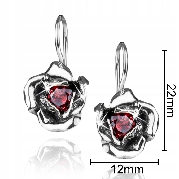 PIĘKNE KOLCZYKI SREBRNE WISZĄCE SREBRO PRÓBA 925 RÓŻE RODOWANE NA ŚWIĘTA