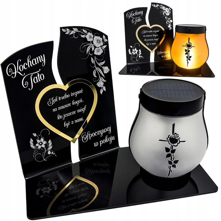 WIECZNY ZNICZ SOLARNY LED Statuetka dla TATY na Grób Wszystkich Świętych