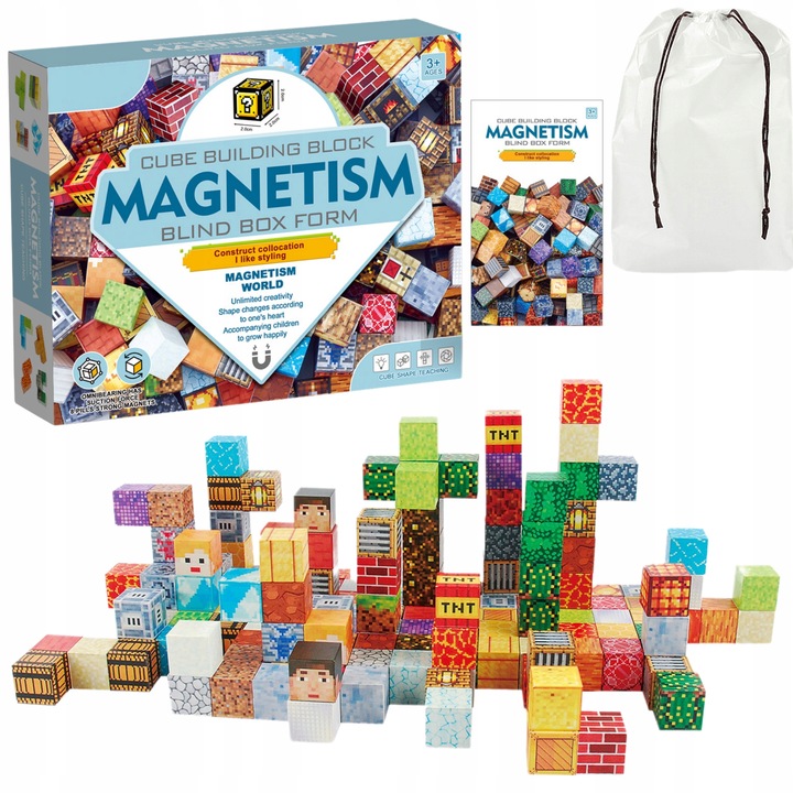 KLOCKI MAGNETYCZNE 2 cm kostki budowlane konstrukcyjne BLOKI SZEŚCIANY 162