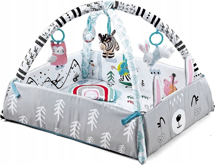 DUŻA MATA EDUKACYJNA SUPER MIĘKKA INTERAKTYWNA DLA NIEMOWLAKA 4W1 MOTYW LAS