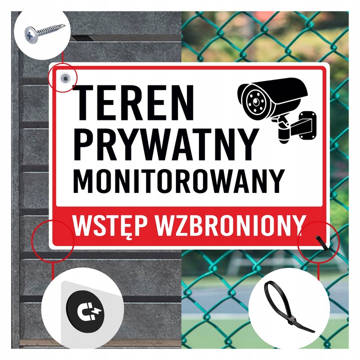Tabliczka Teren Prywatny Monitorowany Wstęp Wzbroniony PCV 20x30 - 3 sztuki