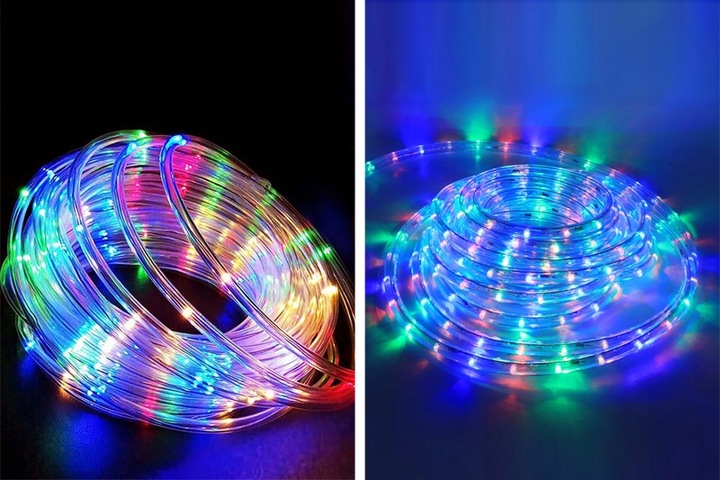 WĄŻ LED LAMPKI ZEWNĘTRZNE CHOINKOWE FLASH TRYBY TIMER RGB IP67 10m 230V