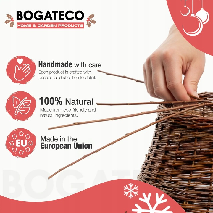 OSŁONA WIKLINOWA NA STOJAK POD CHOINKĘ 60CM OSŁONKA DO CHOINKI BIAŁA