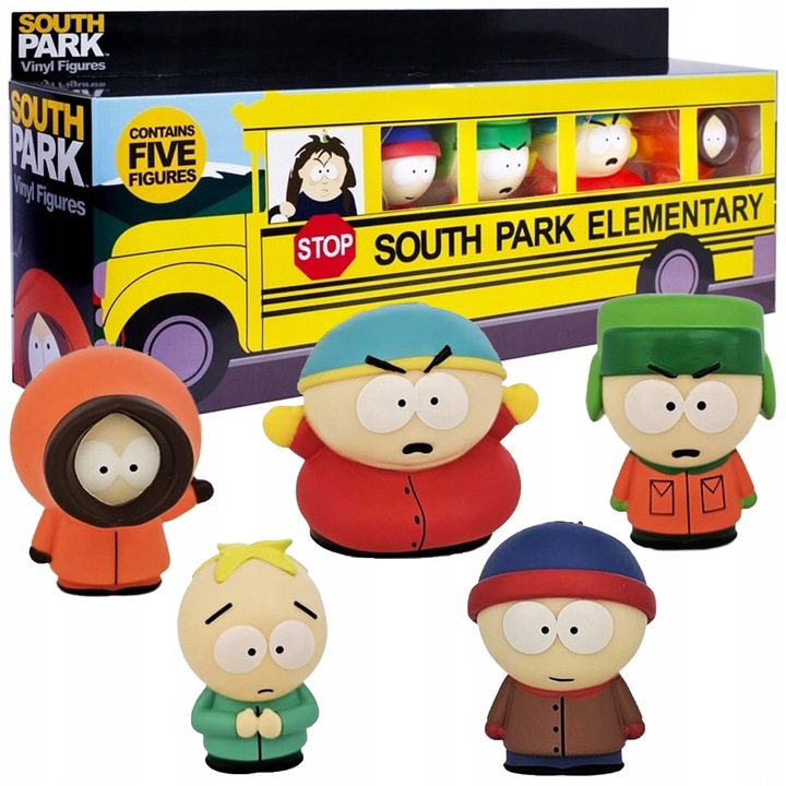 FIGURKI SOUTH PARK WINYLOWE 5PAK SCHOOL BUS CARTMAN STAN KENNY KYLE BUTTERS