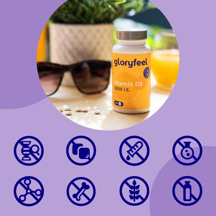 WITAMINA D3 2000 jm - 400 tab witamina słońca na ODPORNOŚĆ gloryfeel