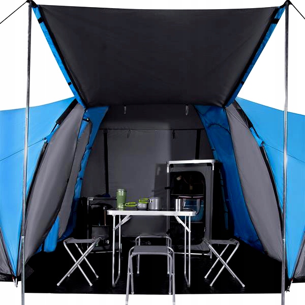 Turystyczny Namiot Kempingowy Duży Z 2 Wejściami 2 Sypialnie 6 osób SOLIDNY