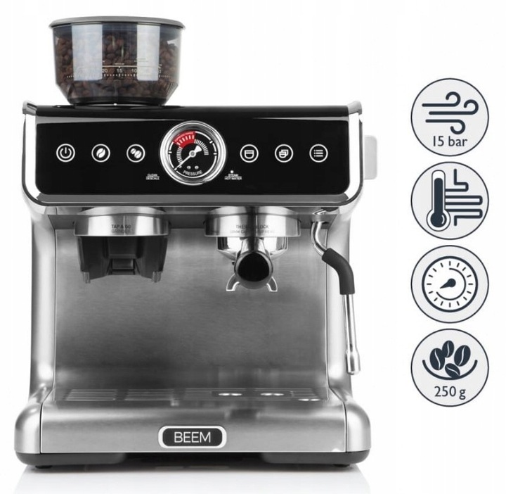 CIŚNIENIOWY EKSPRES DO KAWY Z MŁYNKIEM I SPIENIACZEM BEEM Grind Profession