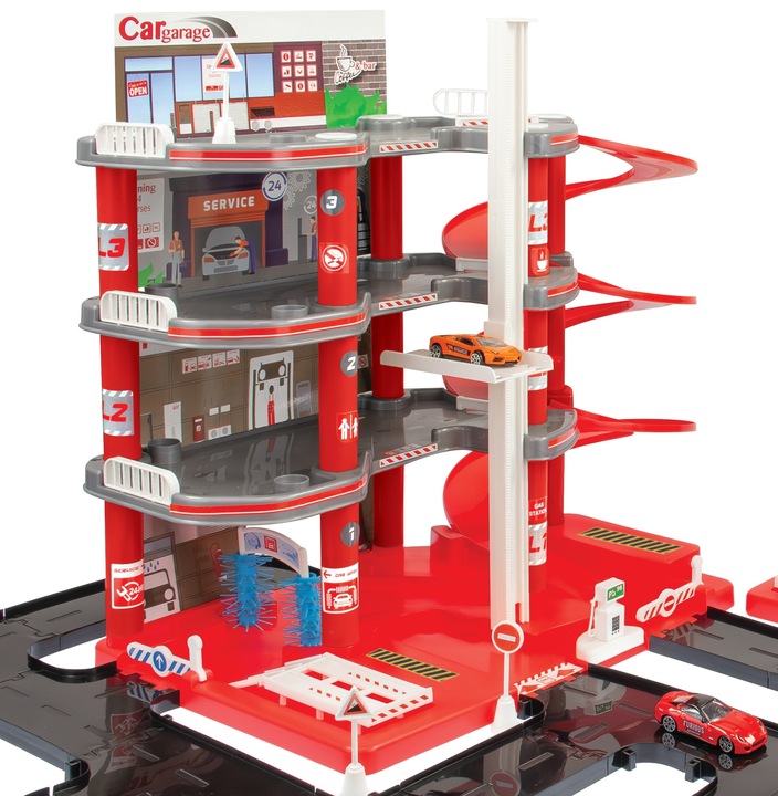 MEGA GARAŻ PARKING 4 POZIOMY 3W1 TOR WINDY MYJNIA + AUTO polski MOCHTOYS