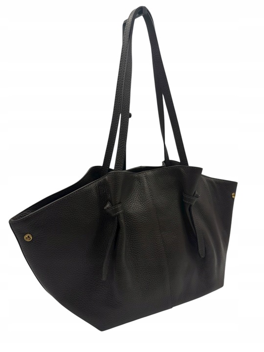 Torebka damska VERA PELLE skórzana SHOPPER ŁÓDKA na ramię BRĄZ CZEKOLADOWY