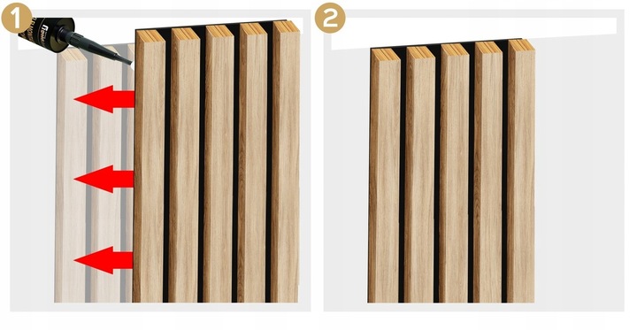 LAMELE NA BIAŁEJ PŁYCIE 46x275 ŚCIENNE PANEL AKUSTYCZNE DĄB NATURALNY WOTAN