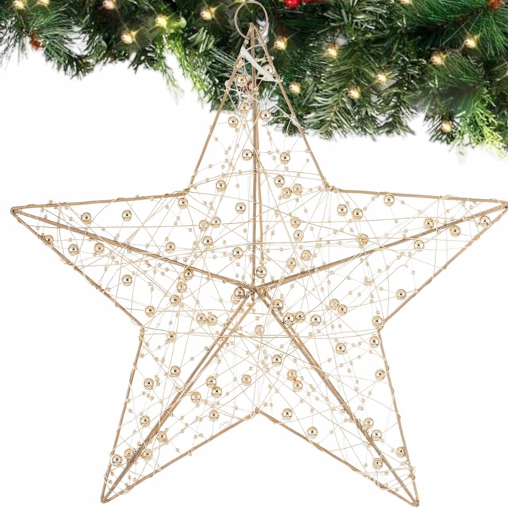 Ozdoba Gwiazda Led złota gwiazdka zawieszana w okno na ścianę drzwi 30 cm