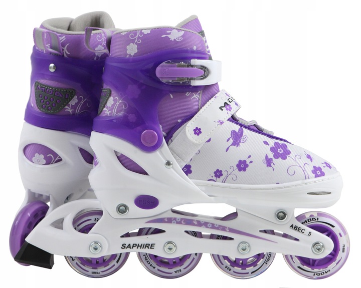 Rolki SAPHIRE 2 regulowan kauczuk 34-37 LED Świecą